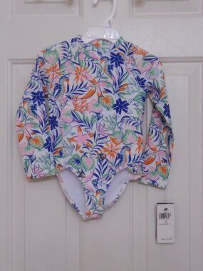 NWT 1pc Polo Ralph Lauren Sea Horse Tropical Print Rash Guard Swimsuit sz 2 2t